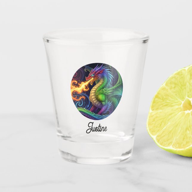 Vaso De Chupito Dragón Personalizado que Respira Fuego (Anverso)