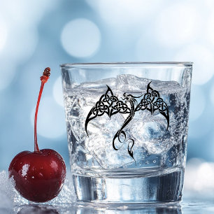 Vaso De Chupito Dragón tribal celítico blanco negro