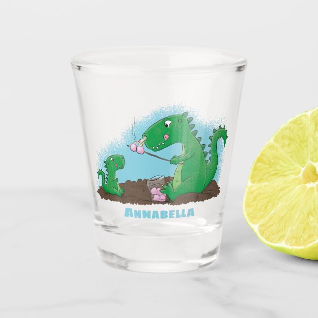 Vaso De Chupito dragones cortos asando malvaviscos personalizado (Anverso)