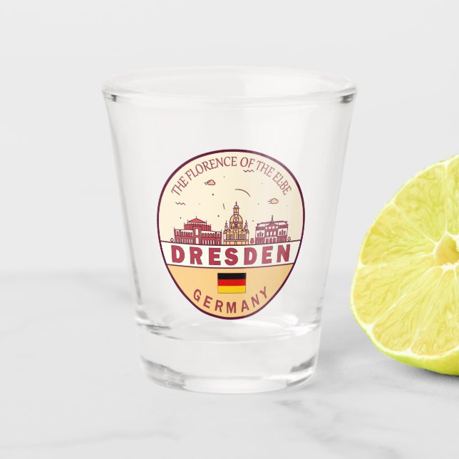 Vaso De Chupito Dresden Alemania City Skyline Emblem (Anverso)