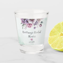 Vaso De Chupito Ducha Nupcial Lila y Floral Verde 