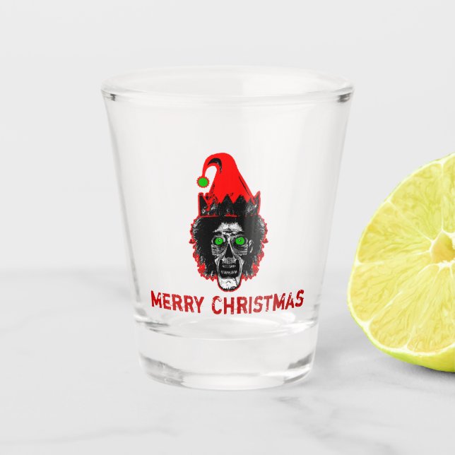 Vaso De Chupito Duende del zombi de las Felices Navidad (Anverso)