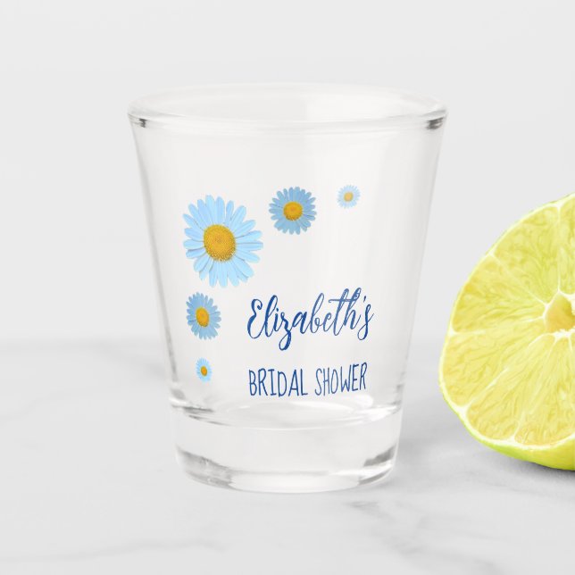 Vaso De Chupito Dulce de flores de margaritas azules (Anverso)