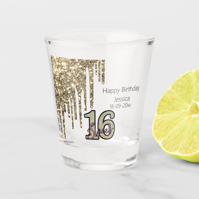 Vaso De Chupito Dulce de oro rosa rosado de Rubor (Anverso)