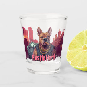 Vaso De Chupito Duro rival - Perro Pitbull con dinero y cigarro