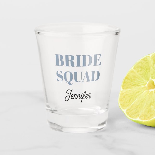 Vaso De Chupito Dusty Blue Wedding Bride Squad Personalized (Anverso)