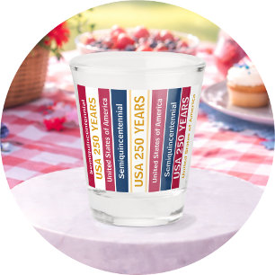 Vaso De Chupito EE. UU. 250 años Semiquincentenario Franjas Patrió