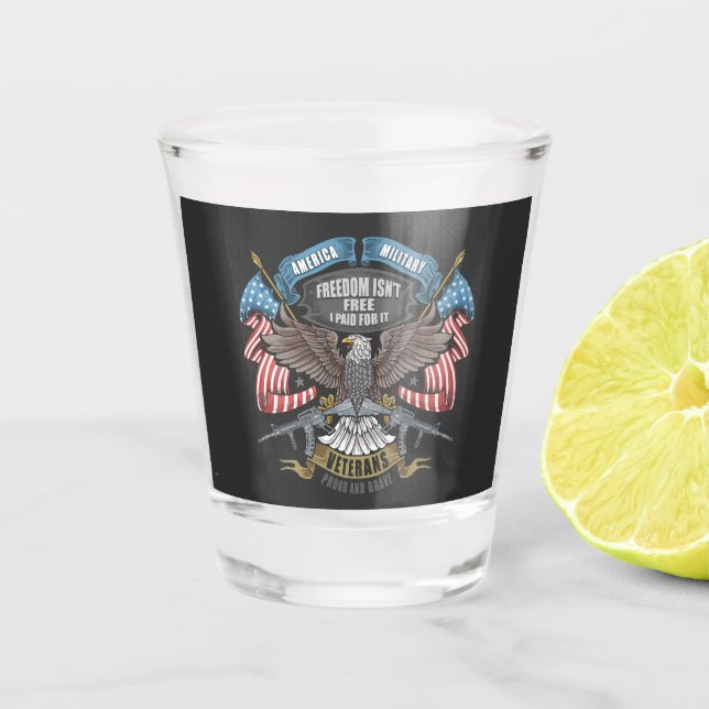Vaso De Chupito Ejército americano con bandera y águila (Anverso)