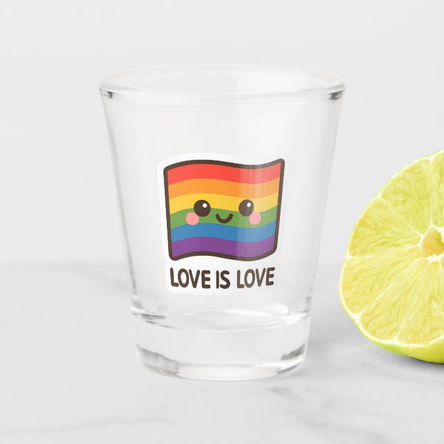Vaso De Chupito El amor es amor - Kawaii Rainbow Design (Anverso)