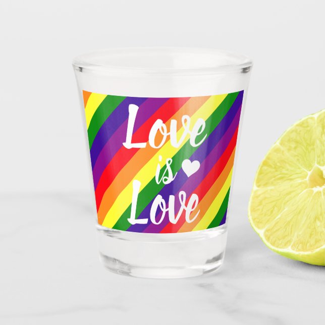 Vaso De Chupito El amor es amor, orgullo gay arcoiris (Anverso)