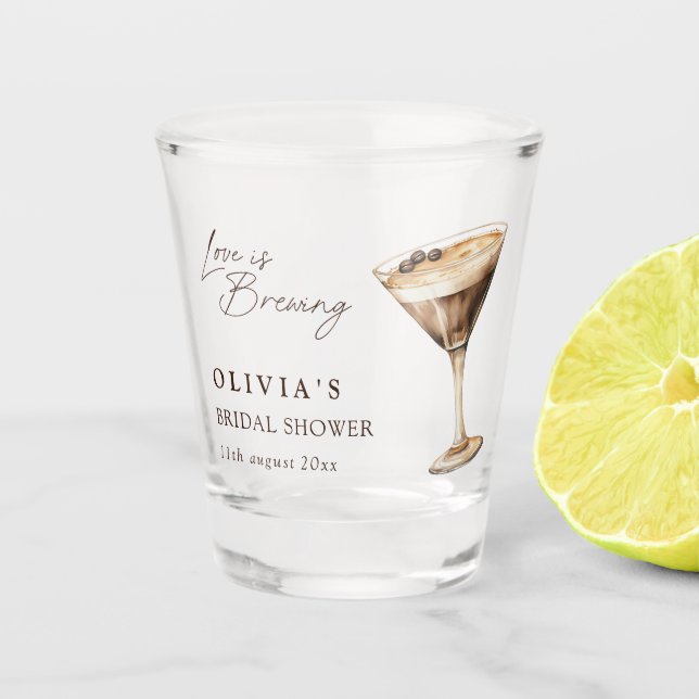 Vaso De Chupito El amor está en ebullición: Bridal Shower de Marti (Anverso)