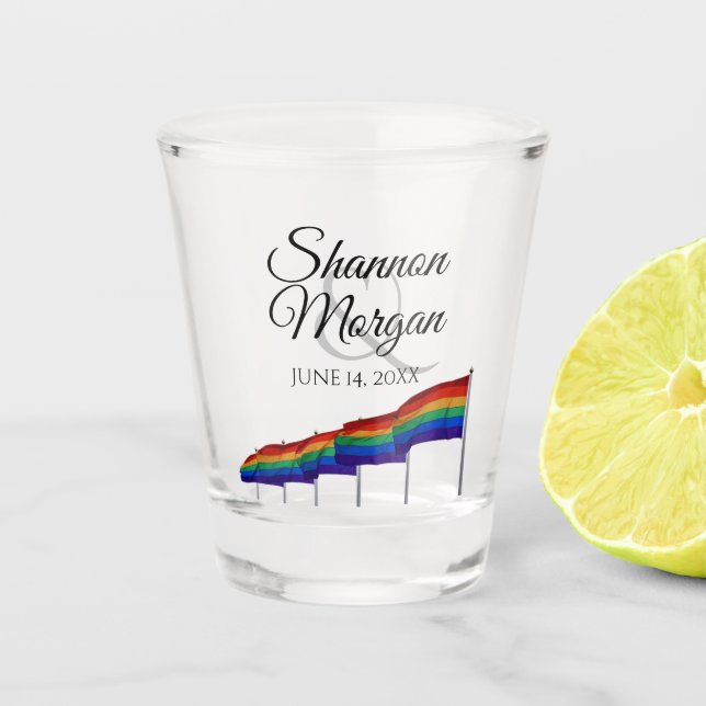 Vaso De Chupito El arco iris del orgullo gay señala casar por (Anverso)