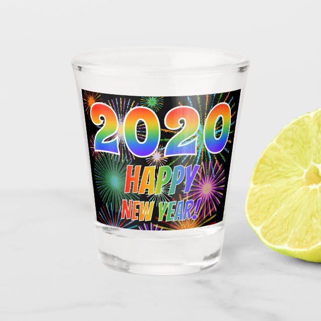 Vaso De Chupito El arco iris pone letras a "2020 FELICES AÑO (Anverso)
