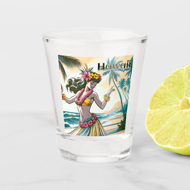 Vaso De Chupito El bailarín Hula en Hawaii (Anverso)