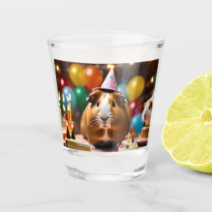 Vaso De Chupito El Cerdo De Guinea fiesta Celebra Con Pastel Y Glo