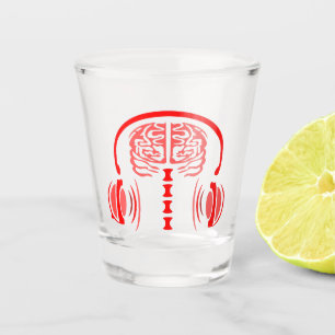 Vaso De Chupito El cerebro rojo escucha música fuerte