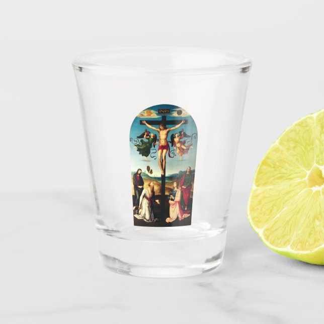 Vaso De Chupito El Cristo crucificado con la Virgen María (Anverso)