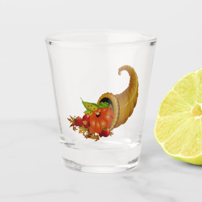 Vaso De Chupito El día de Acción de Gracias de Cornucopia (Anverso)