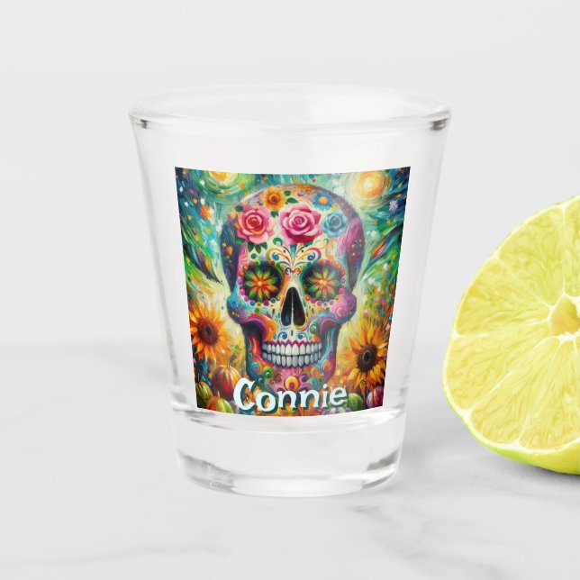 Vaso De Chupito El Día de la Calavera del Azúcar Personalizado de  (Anverso)