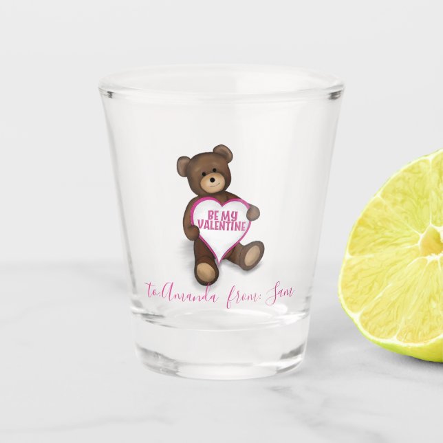 Vaso De Chupito El día de San Valentín lindo Teddy Bear Whimsical (Anverso)
