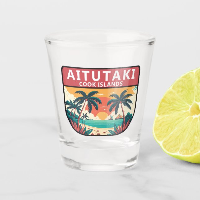 Vaso De Chupito El emblema retro de las islas Cook de Aitutaki (Anverso)