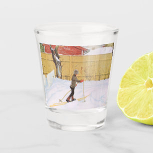 Vaso De Chupito El Esquiador (Joven Con Esquí) (Escena De Invierno