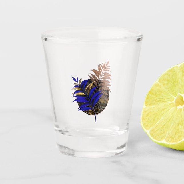 Vaso De Chupito El helecho azul en círculo negro (Anverso)