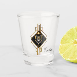 Vaso De Chupito El maravilloso gato negro dorado.