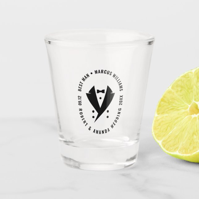 Vaso De Chupito El mejor hombre elegante Boda de Tuxedo (Anverso)