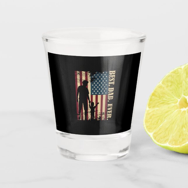 Vaso De Chupito El Mejor Papá Del Mundo Con Nosotros Bandera Ameri (Anverso)