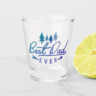 Vaso De Chupito El mejor papá jamás tipografía azul con árboles