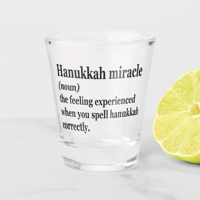 Vaso De Chupito El milagro de Hanukkah La divertida definición jud (Anverso)