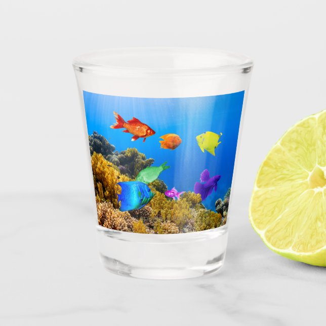 Vaso De Chupito El orgullo de los peces de SlipperyJoe es púrpura  (Anverso)