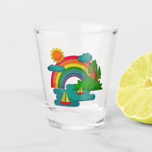 Vaso De Chupito El paisaje de los viajes en barco bajo las nubes d