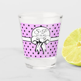 Vaso De Chupito El Polka Lavender Dots White Bow Personalizado