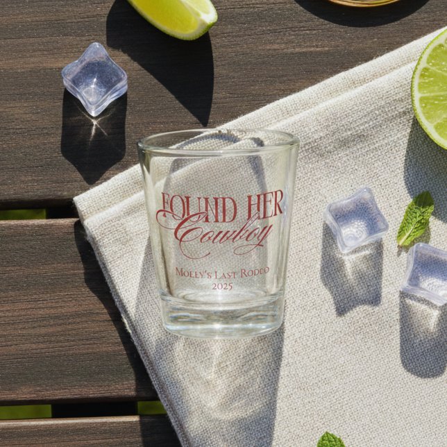 Vaso De Chupito El Rojo Personalizado Encontró Su Bachelorette De  (Found Her Cowboy Western Bachelorette Shot Glass)