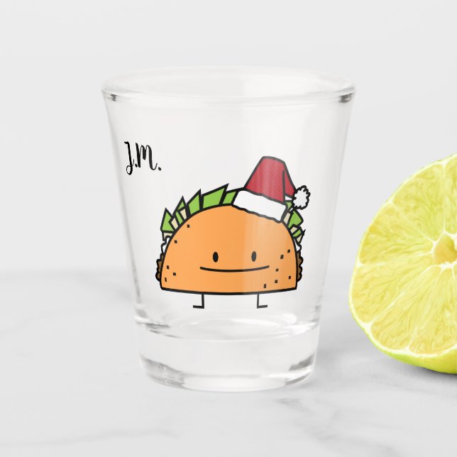Vaso De Chupito El Taco que lleva navidad del gorra de Santa (Anverso)