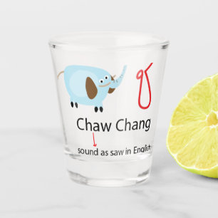 Vaso De Chupito elefante azul lindo con la redacción tailandesa vi