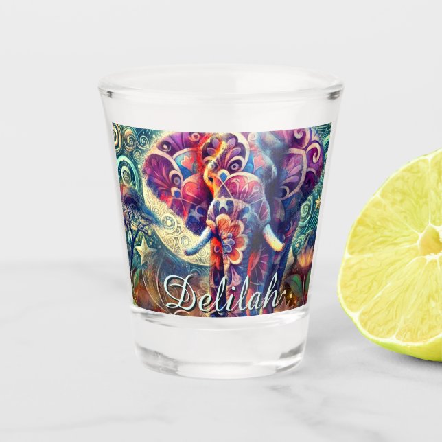 Vaso De Chupito Elefantes extravagantes estrellas nocturnas Luna P (Anverso)