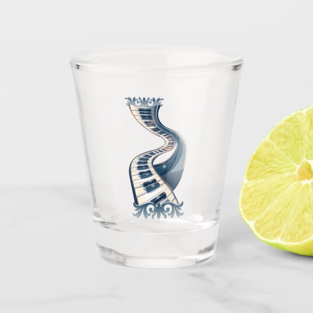 Vaso De Chupito Elegance in piano keys and blossoms.  (Anverso)