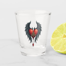 Vaso De Chupito Elegancia celta con un corazón y alas.
