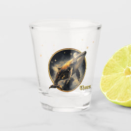 Vaso De Chupito Elegancia cósmica, la ballena dorada y negra