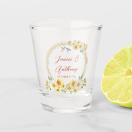 Vaso De Chupito Elegancia de ave floral amarilla de marco boda chi