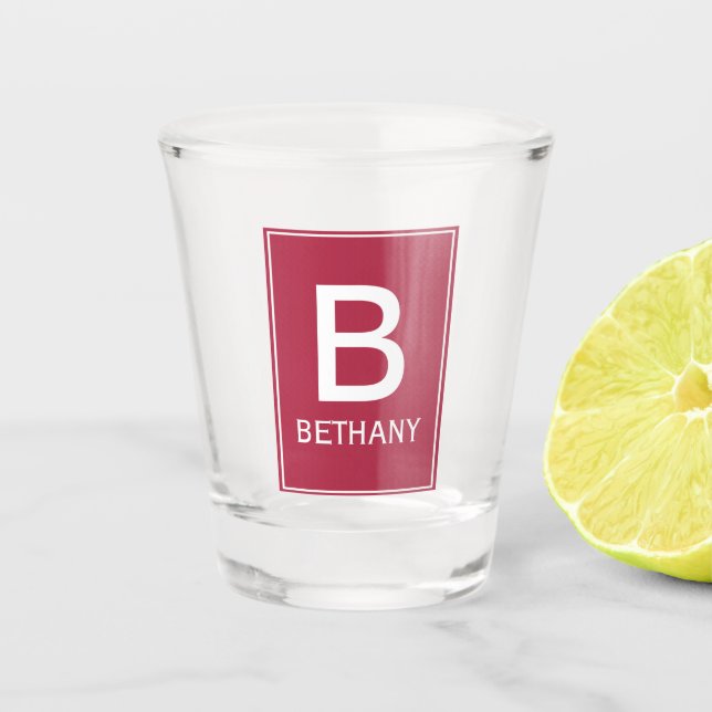 Vaso De Chupito Elegant Burgundy Monogram Personalised (Anverso)