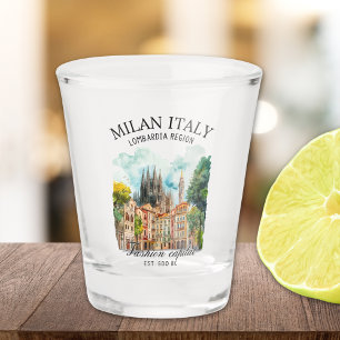 Vaso De Chupito Elegant Milan Italy Cityscape Watercolor 