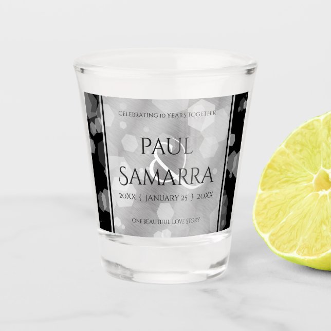 Vaso De Chupito Elegante 10° Aniversario del Boda Tin (Anverso)