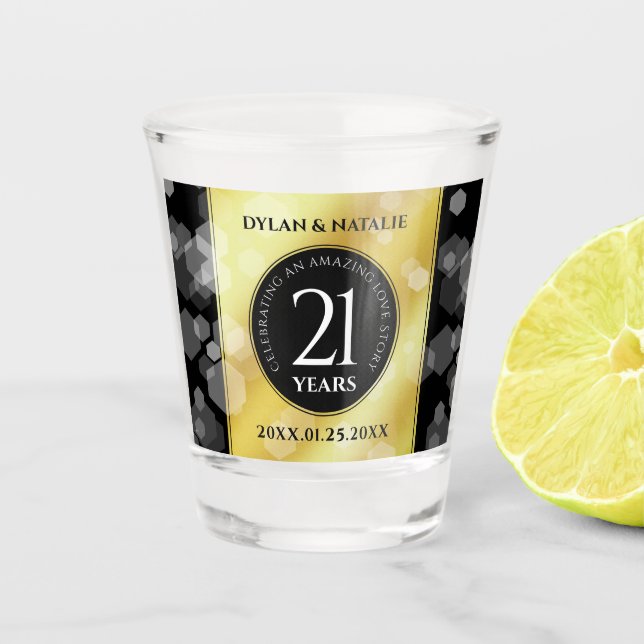 Vaso De Chupito Elegante 21ª celebración del Aniversario del Boda  (Anverso)