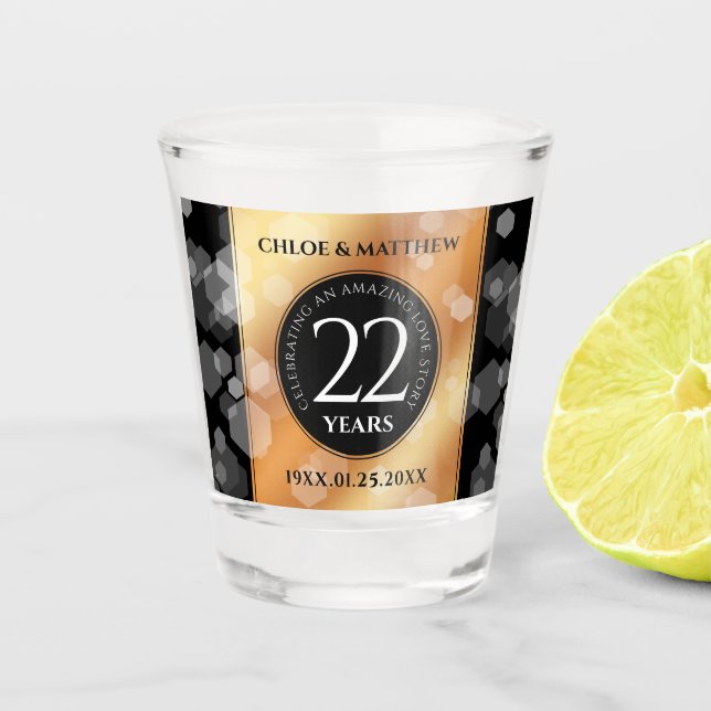 Vaso De Chupito Elegante 22° Aniversario del Boda del Cobre (Anverso)