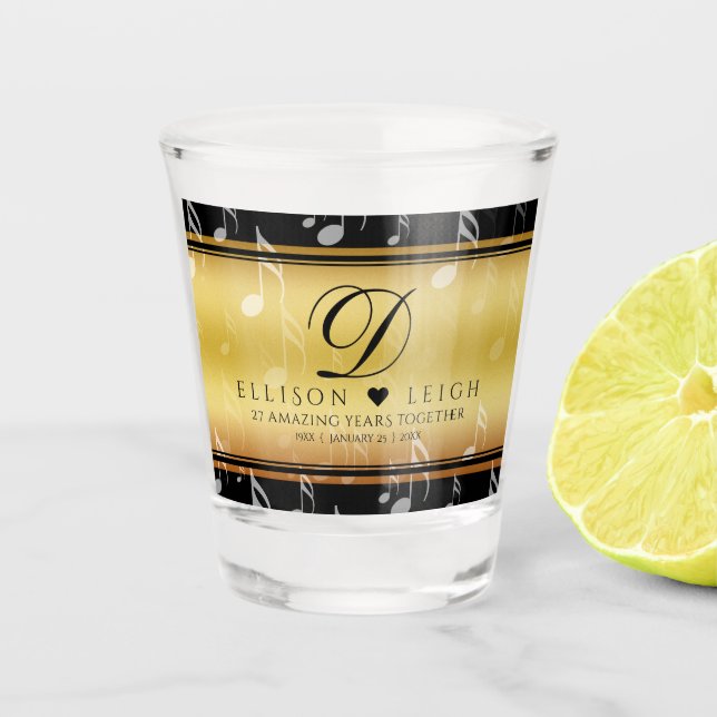 Vaso De Chupito Elegante 27º Aniversario del Boda de Música (Anverso)
