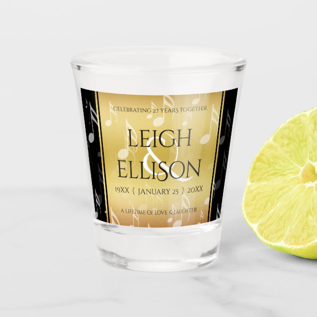 Vaso De Chupito Elegante 27º Aniversario del Boda de Música (Anverso)